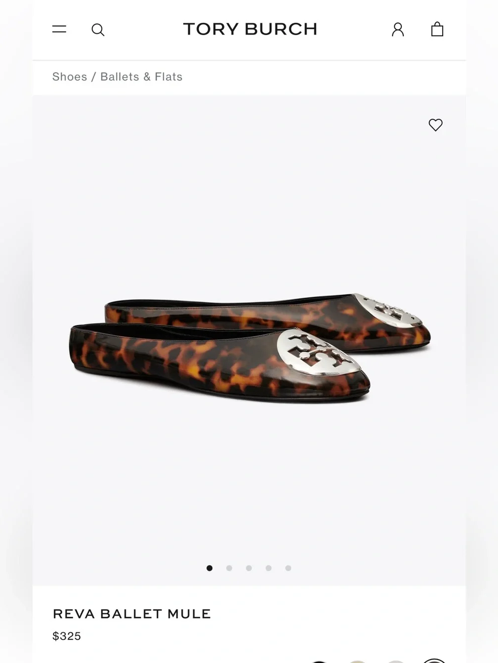 Tory Burch Tortoise Shell Reva Ballet Flat with Gold Logo